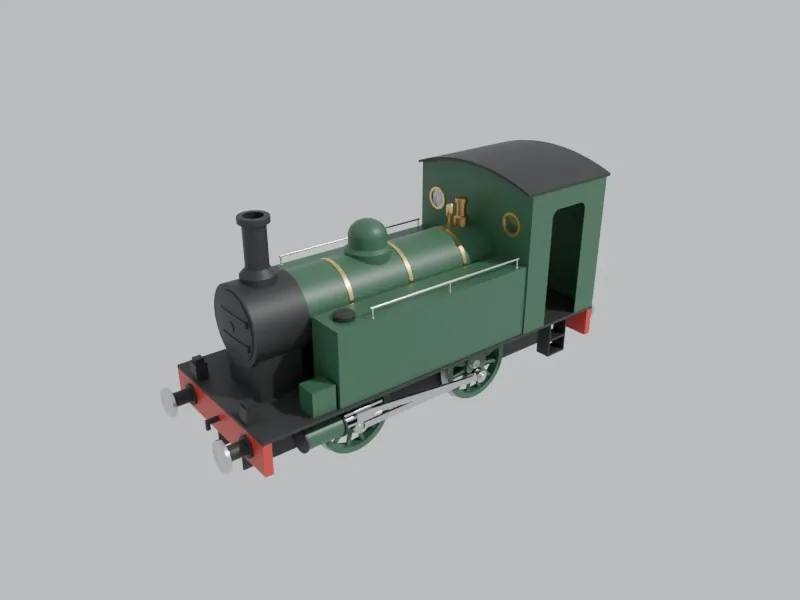 The finished engine in 66 separate parts, with no track or scenery, as the request asked.