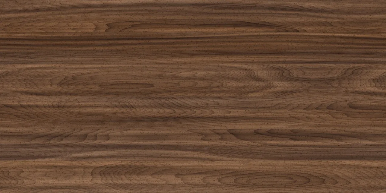 The walnut texture the agent painted in code, shown whole. The file packs it at 4096 × 2048, next to the oak and black-stained timber maps from the same script.