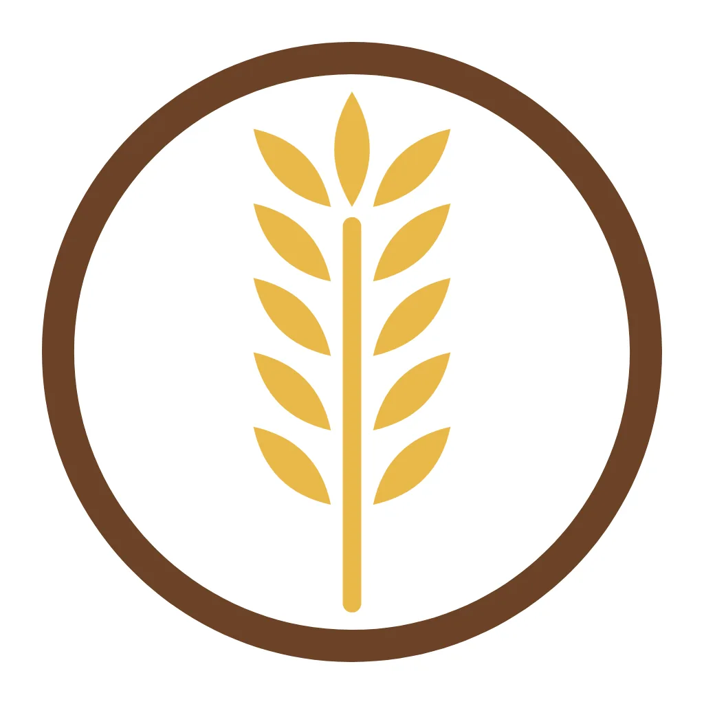 Flat logo: a brown ring around a gold wheat ear