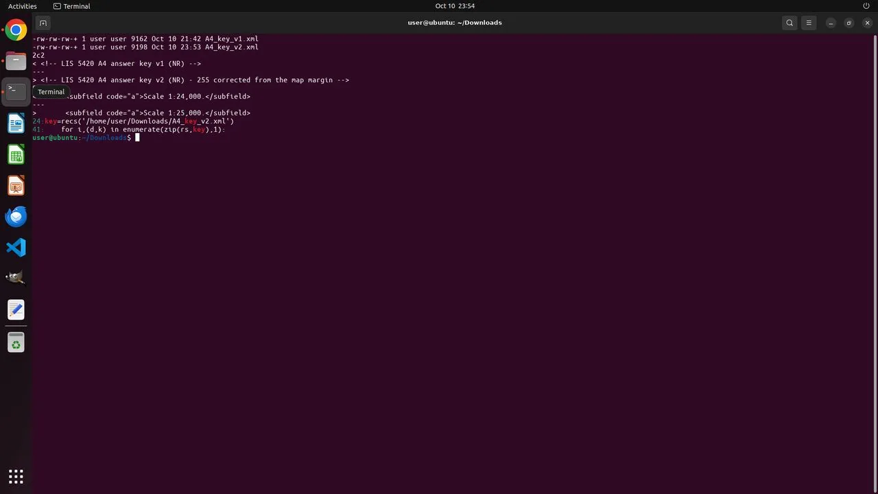 A terminal diff of A4_key_v1.xml and A4_key_v2.xml confirms that only the 255 scale statement (plus a comment) changed.
